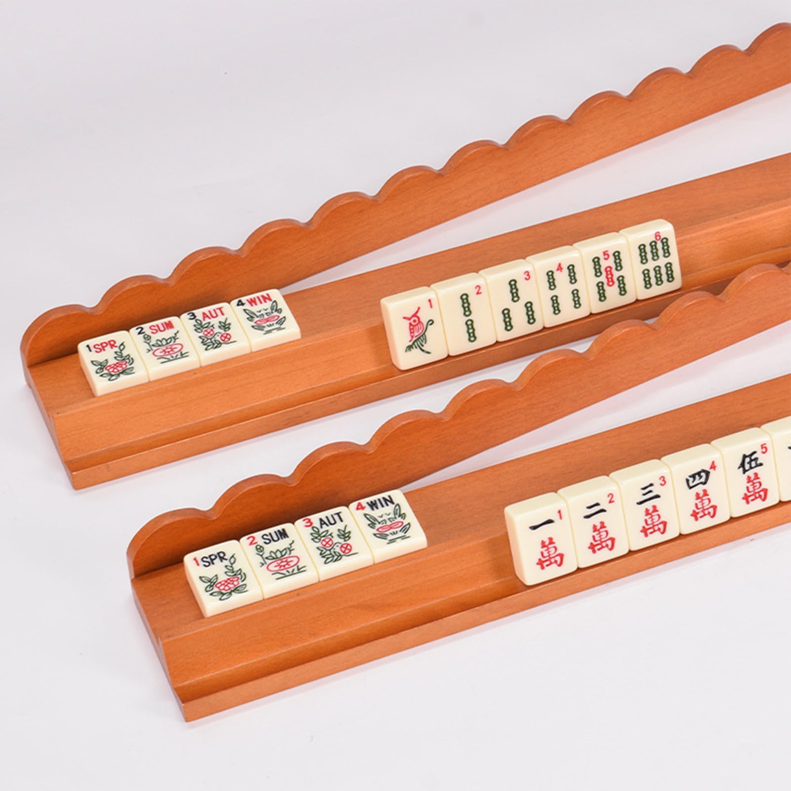 Mahjong stojaki z popychaczami, 4 sztuki, magnetyczna taca na drewniane płytki | Stojaki i popychacze mahjong do gry Boże Narodzenie podróż dom początkujący zabawa pociąg stół bilardowy