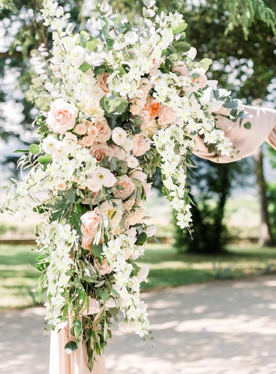 6Pcs White Delphinium Artificial Flowers 37.4’’ Long Stem Larkspur Artificial Flowers Faux Silk Flowers for Tall Vase Table Centerpiece Home Wedding Party Garden Decor(White) - Image 8