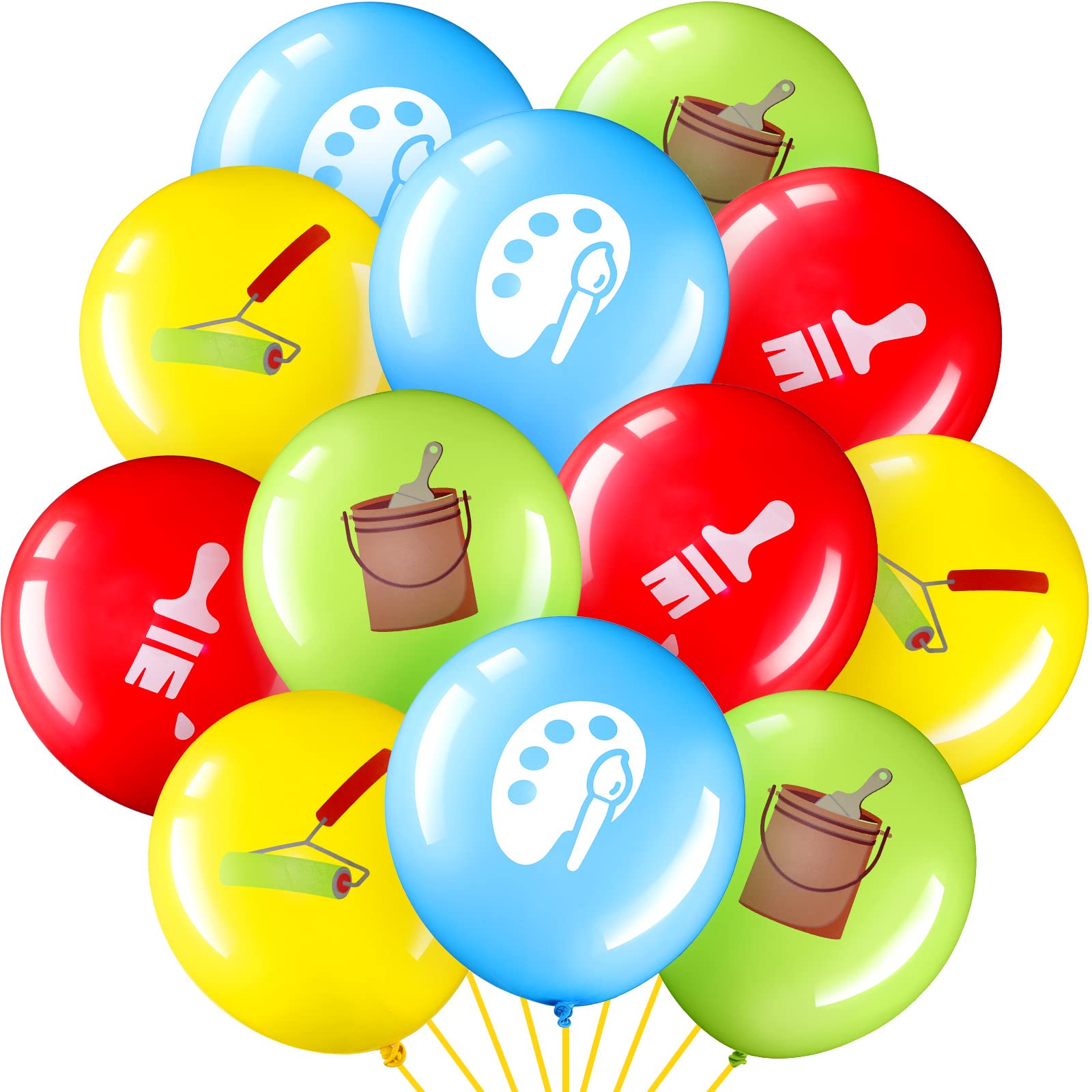 40 Pcs Paint Party Decorations 12 Inch Paint Party Balloons Color Artist Balloon Round Latex Balloon for Art Classroom Paint Class Painting Paintbrush Birthday Decoration