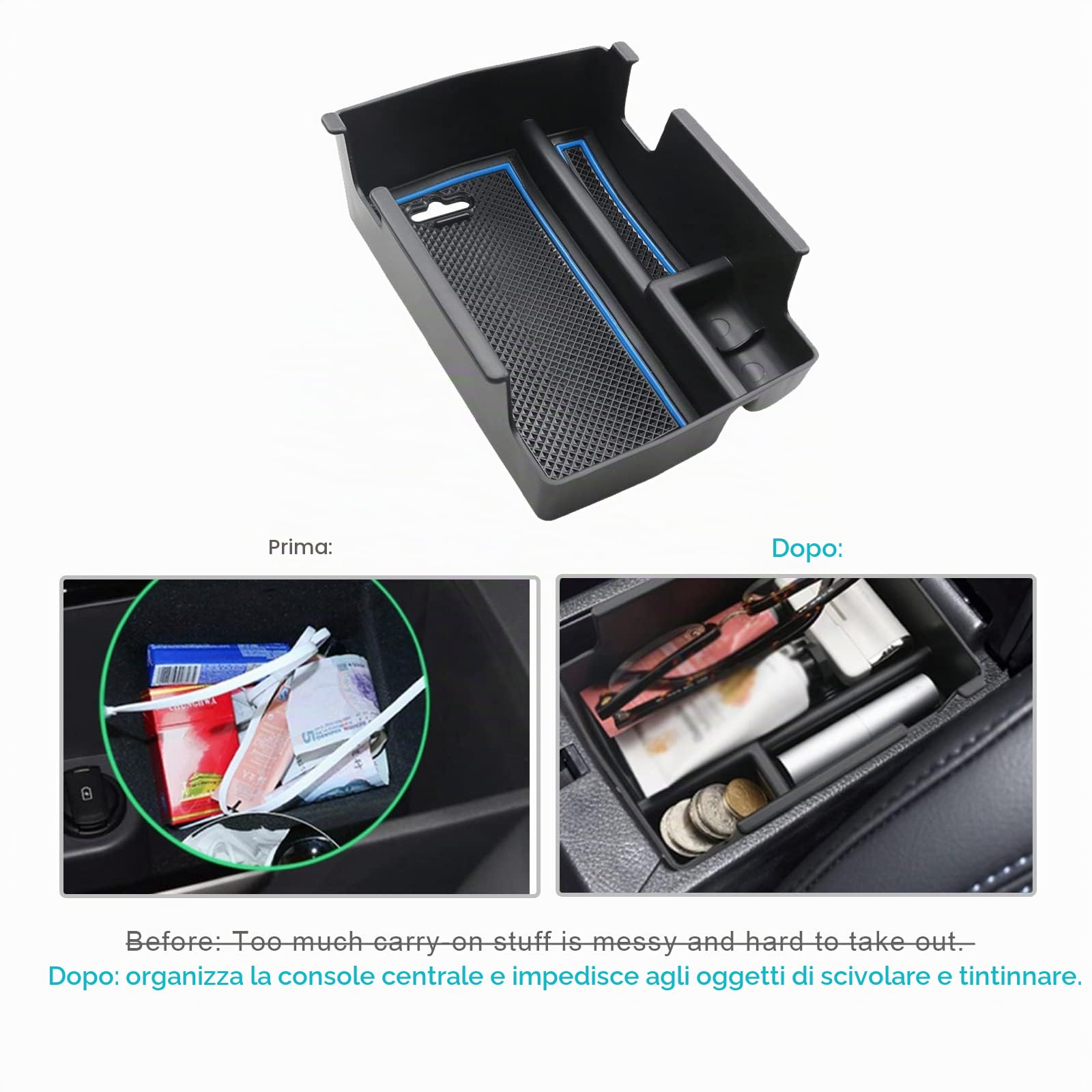 CDEFG Compatibile con Alfa Romeo Tonale 2022 2023 2024 2025, Vano Portaoggetti da Bracciolo Scatola di Controllo Centrale Scatola di Organizer per Auto Tonale Hybrid PHEV Accessori (Blu)