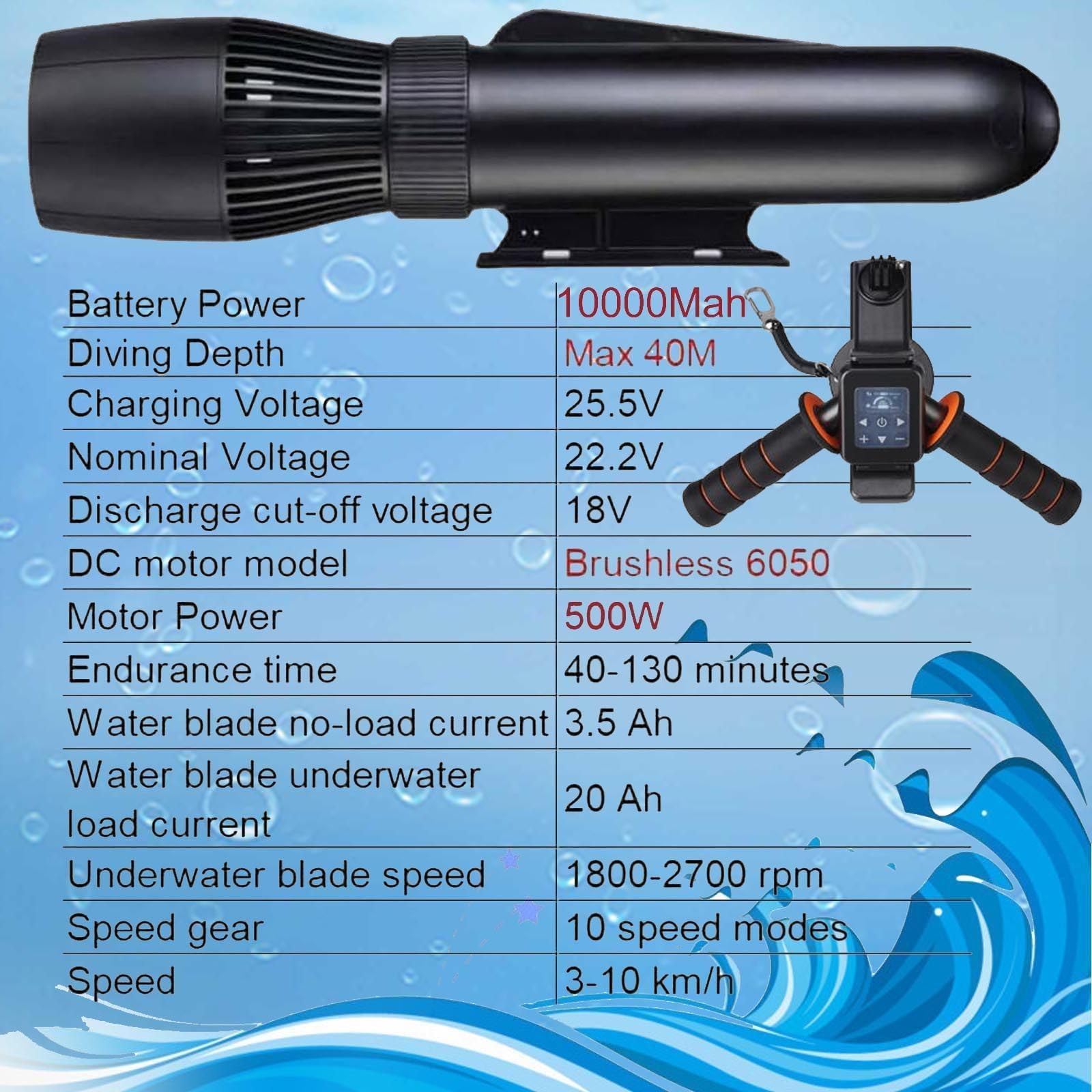 Flotador Inflable motorizado for Piscina, Moto acuática, Barco eléctrico Plegable con Scooter Submarino Desmontable de 500 W, Barco de PVC de Doble Aleta
