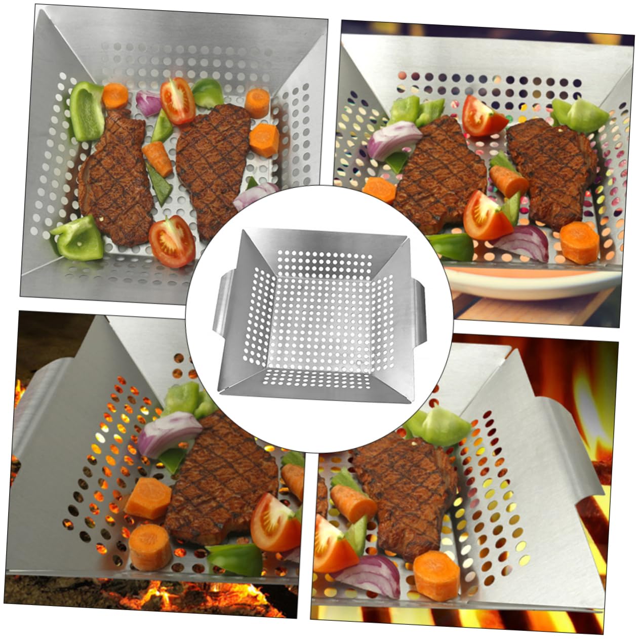 Milisten 1 Pezzo Vaschetta di scarico per barbecue grigliare all'aperto vassoio cestino piastra per barbecue cesto barbecue Bakeware strumento barbecue Acciaio inossidabile Argento