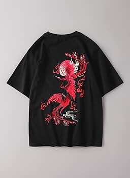 値下げ　新品！ウルトラシック　半袖　Tシャツ　鳥 Amazon | [KUDACO] Tシャツ 刺繍 和柄 メンズ 鳳凰 不死鳥 火の