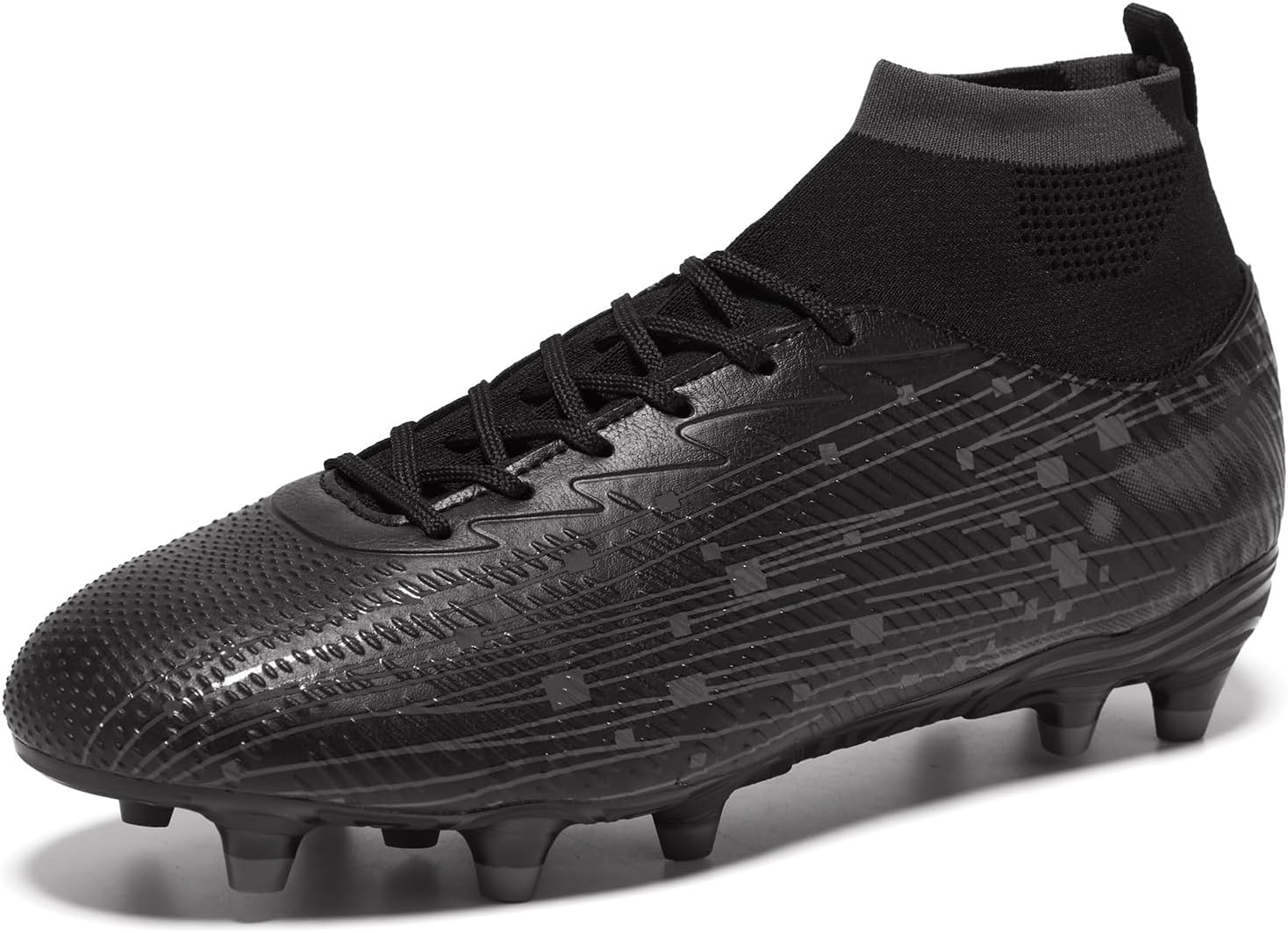 Men and Women Soccer Cleats High Top Football Boots Lightweight Lace Up with Grip Studs for Training and Matches
