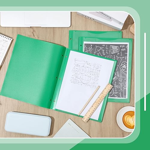 Miniatura 4 de Qilery Carpetas de 6 bolsillos con 3 agujeros perforados, carpetas transparentes con bolsillo frontal transparente para carpetas de 3 anillos con