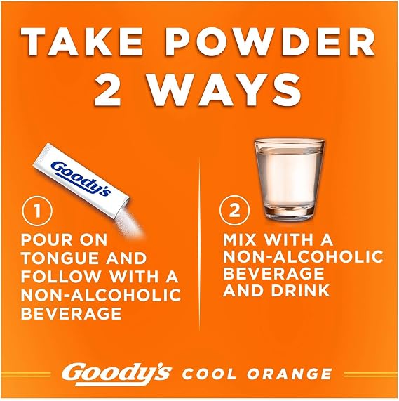 Goody's Extra Strength Headache Powder, Cool Orange Flavor Dissolve Packs, 24 Individual Packets (6 Pack)