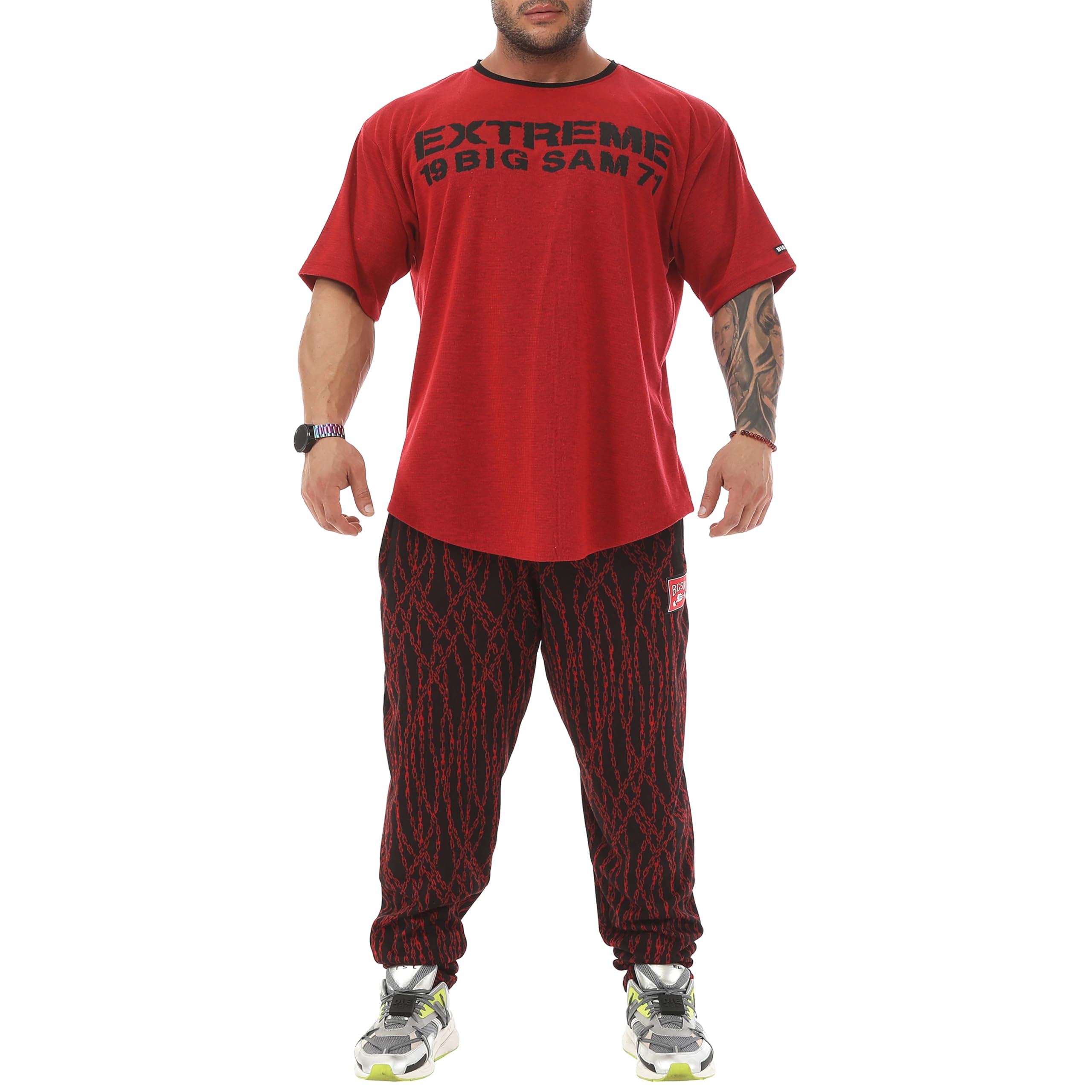 Herren Oversize Gym Fitness Bodybuilding T-Shirt Baumwolle O-Neck Lifestyle Top