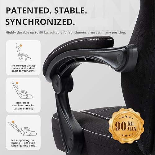 Miniatura 6 de Silla de juego Dowinx con tela transpirable, silla de juego con almohadilla de gel y bolsa de almacenamiento, silla Gamer cómoda con colchón de