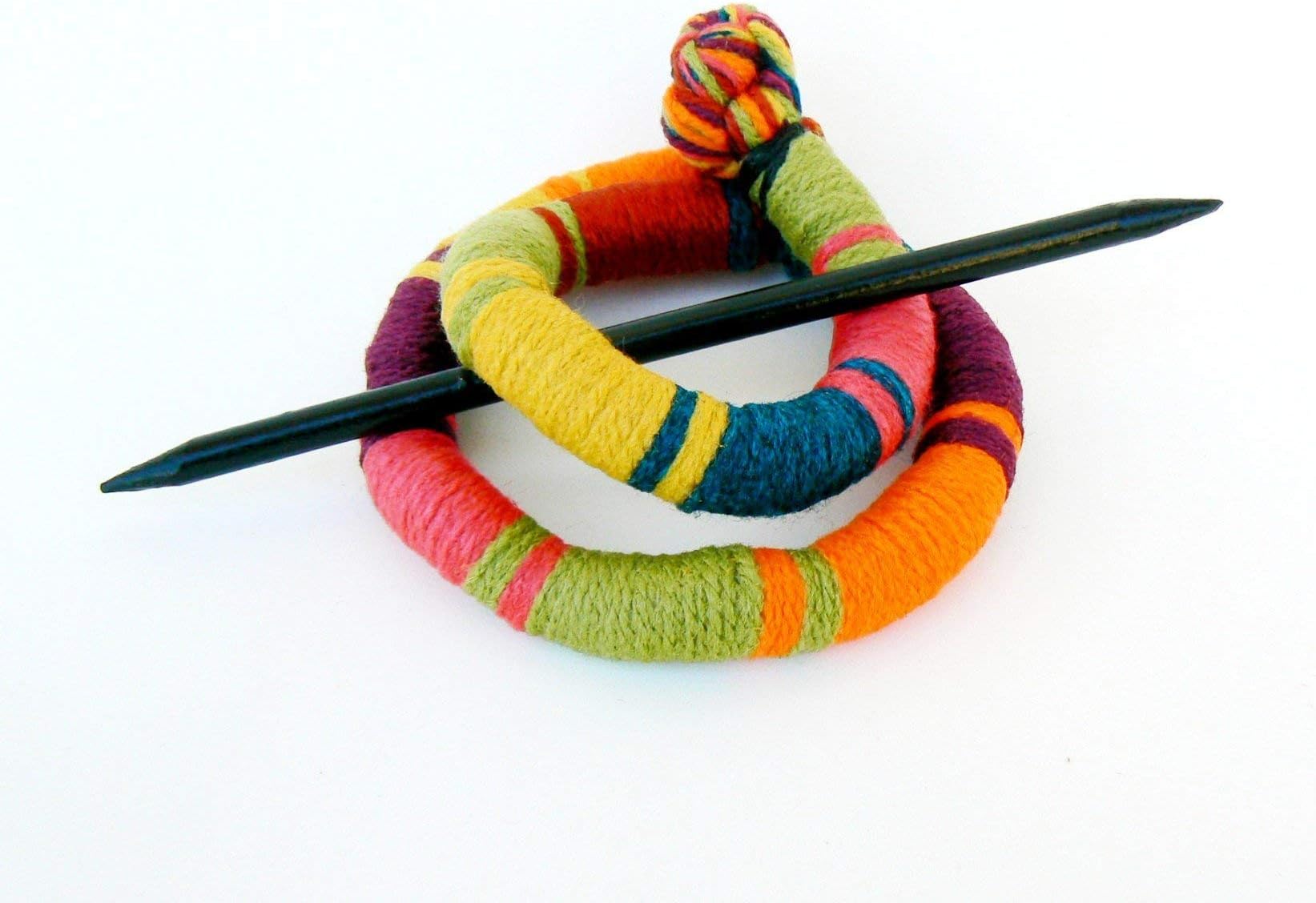 Ponytail holder Stick slide fork Geometric hair clip Tribal shawl brooch Ethnic Bold bun hair clamp