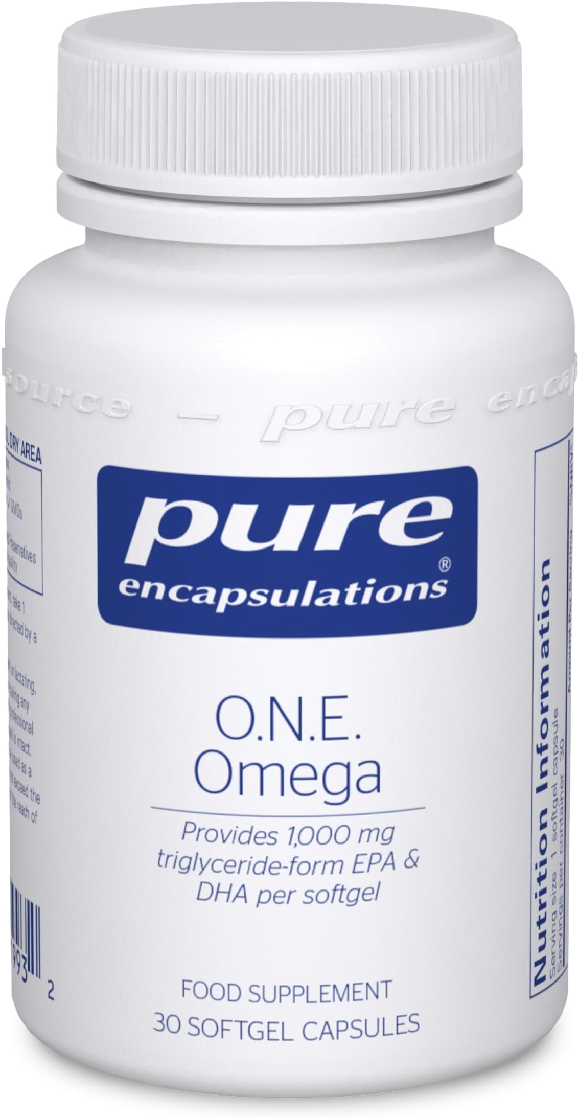O.N.E. Omega - 1000mg EPA/DHA - Fish Oil Supplement for Heart Health and Brain Function - 30 Softgel Capsules