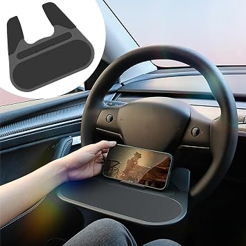 EVFIT for Tesla Model 3 Model Y Accessories Steering Wheel Tray ABS Mini Food Table Desk for Phone Cosmetics