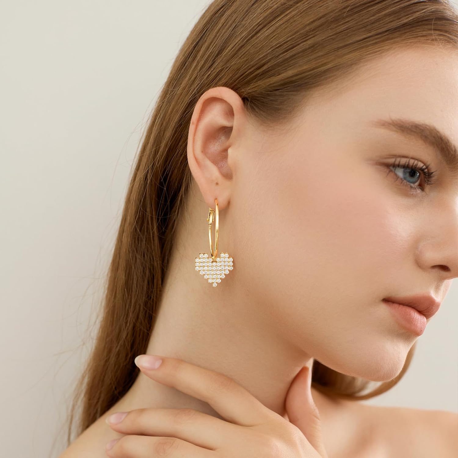 Heart Dangle Earrings for Women Huggie Earrings for Women Lightweight Heart Hoop Earrings for Women Heart Cubic Zirconia Earrings Drop Earrings Fashion Trendy Jewelry - Image 4