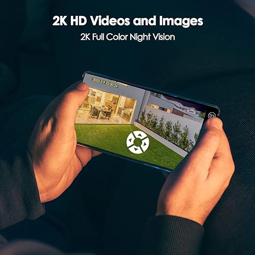 Miniatura 3 de SEHMUA Cámara para exteriores inalámbrica con tarjeta SD de 128 GB, vista de 2K 360  con batería de seguridad solar WiFi seguridad para el hogar con