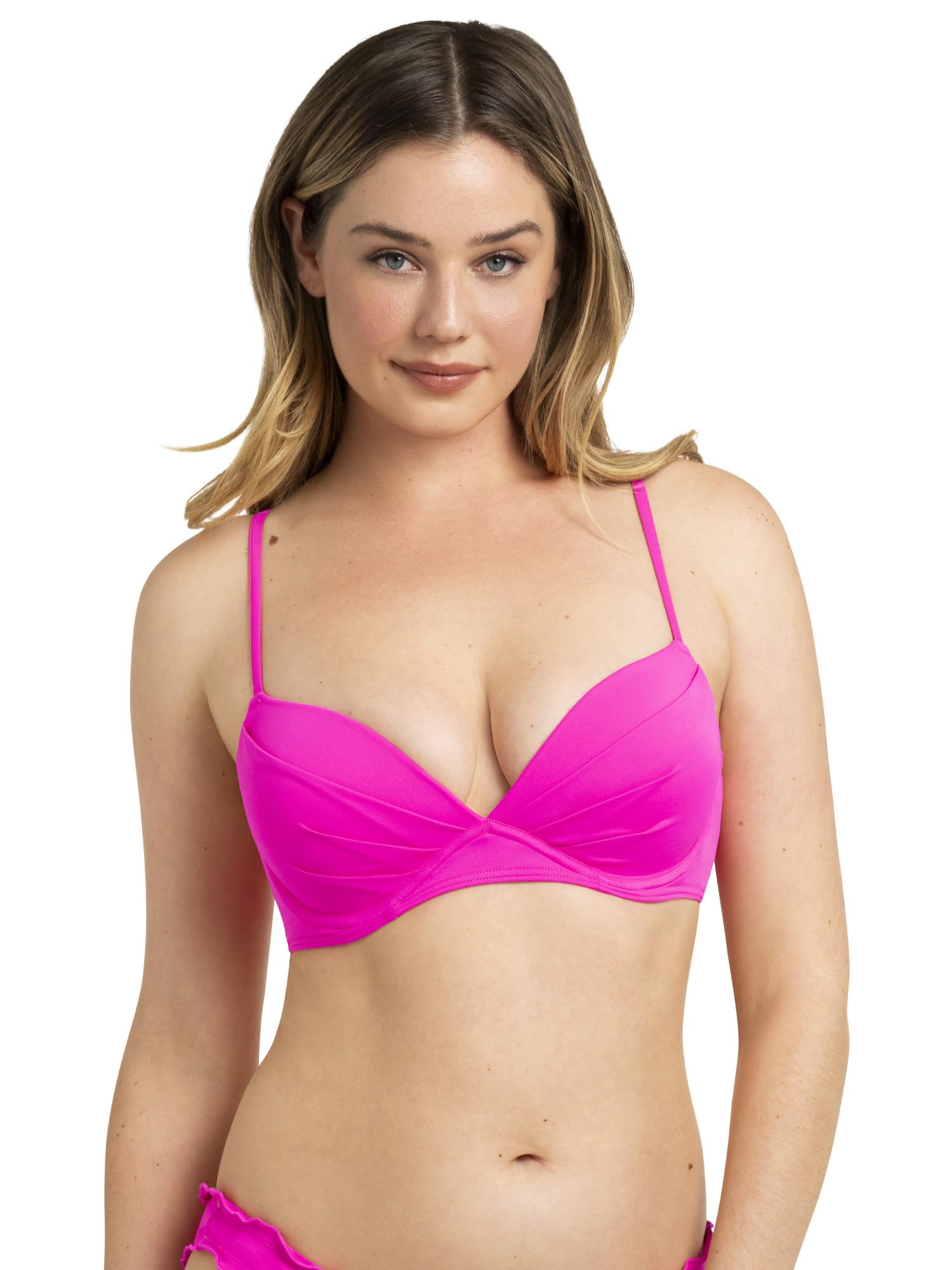 Smart & Sexy Women's Swim Secret Convertible Push-up Bikini Top, Fuchia Sizzle, 32A