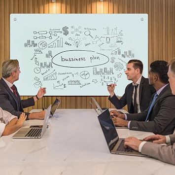 Magnetic Glass Whiteboard - Glass Dry Erase Board 36x24 Large Frameless Glass Board for Walls Office School and Home
