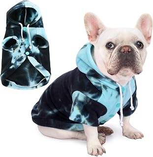 Dog Hoodie Tie Dye Dog Sweatshirt Chic Winter Clothes Ultra-Soft Warm Sweaters for Small Medium Dogs Fashion Pet Clothes for Dogs (Blue/Black/Grey, S (Back: 11.02",Chest: 15.74", Neck: 13.77"))