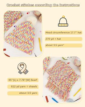 Katech Crochet Kit for Beginner-Crochet Kit for Adults - Complete Set Learn to Crochet Hat, Scarf, Knitting Starter Kit with Step-by-Step Instructions 6 Crocheting Yarn (Blue)