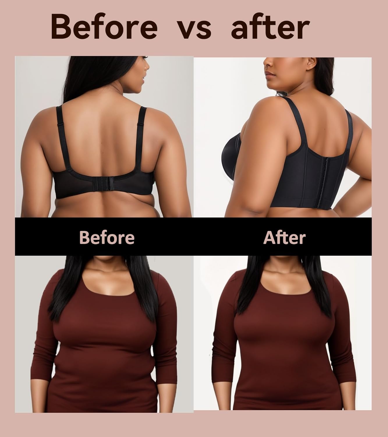 HACI Push Up Bra Smooth Back Fat Plus Size Full Coverage Underwire V Neck T-Shirt Everyday Supportive - Image 5