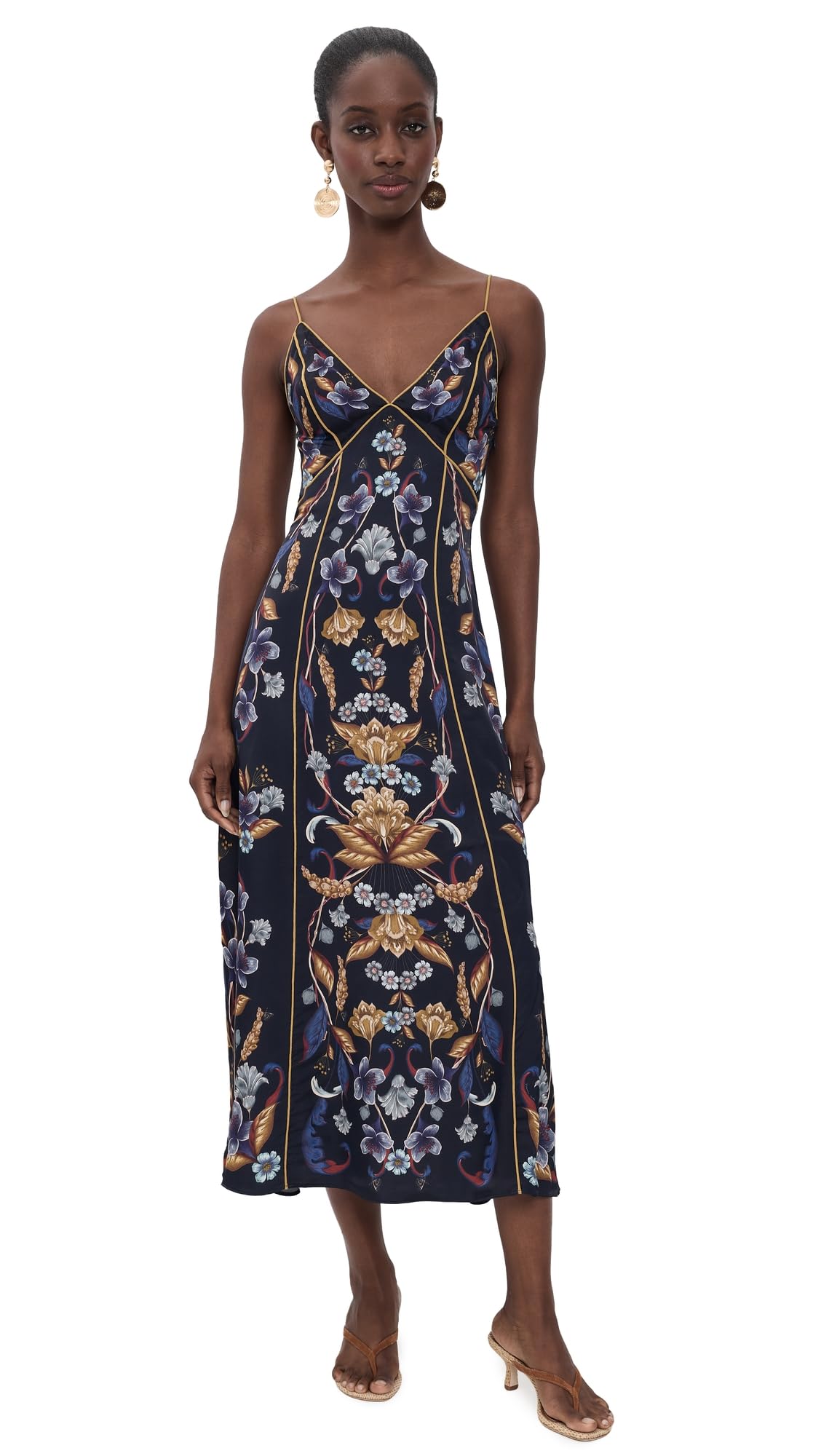 Women's Golden Nature Maxi Slip Dress