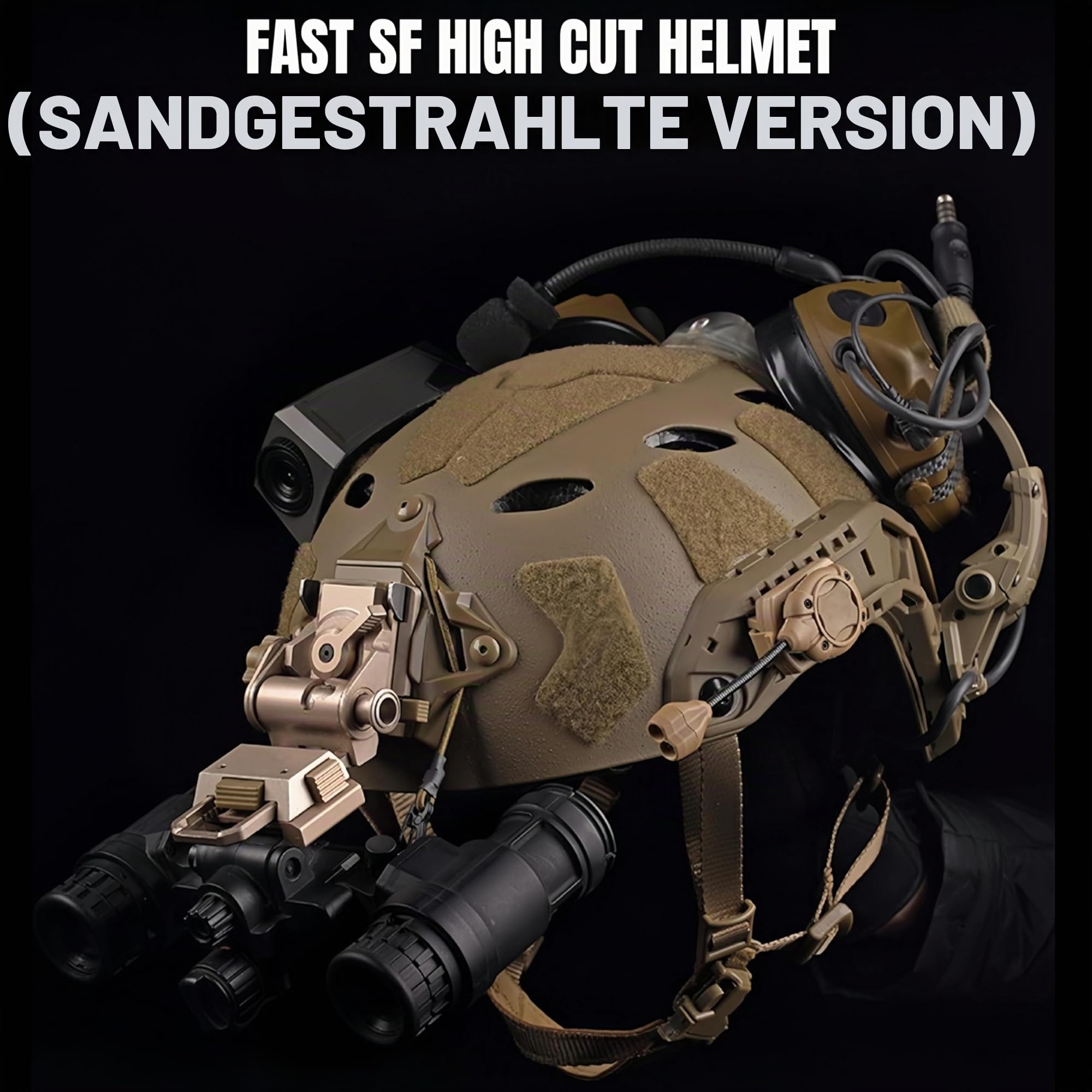taktischer Fast SF High Cut Helm Sandgestrahlte Version Kopfhörergurtschlitze Reservemasken-Verbindungslöcher Airsoft CS-Spielhelme