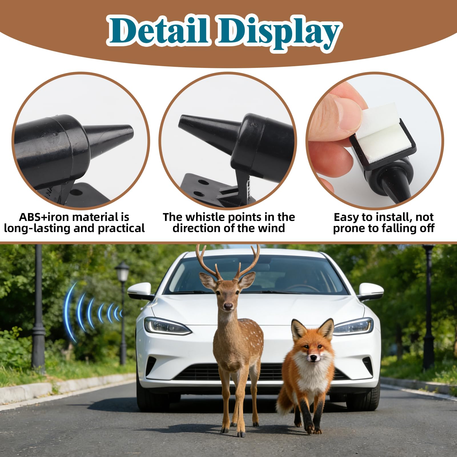 Zutflap 6 PCS Sifflet Ultrasons Ultra Son Anti-Gibier Ultra Son Voiture Sifflet Anti Gibier pour Voiture Protection Ultrasone Éviter de Heurter Les Animaux pour Voitures, Camions, Motos - 4