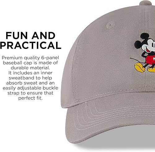 Miniatura 6 de Disney Gorra de béisbol de Mickey Mouse para hombre sombrero de papá a presión