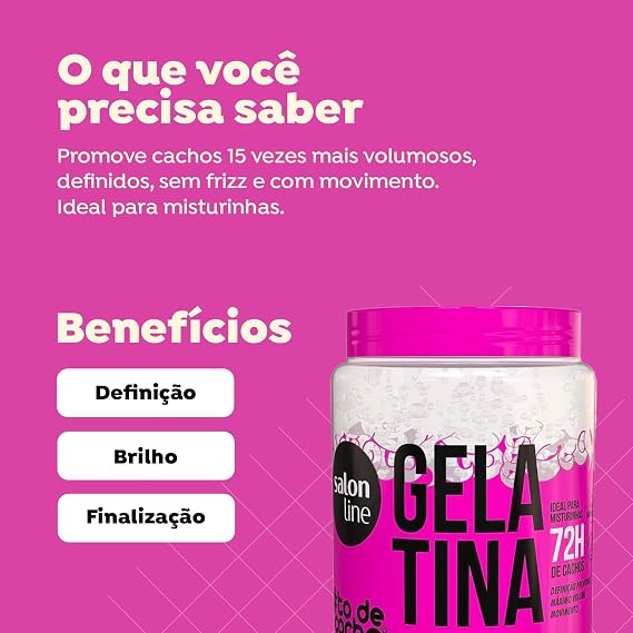 Salon Line - Linha #ToDeCacho - Gelatina 15X Super Volume 1 Kg - (#ImWithCurls - Gelatin 15X Super Volume Net 35.27 Oz)