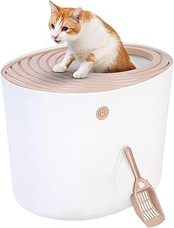 IRIS USA - Caja de arena higiénica para gatos con entrada superior y pala de arena