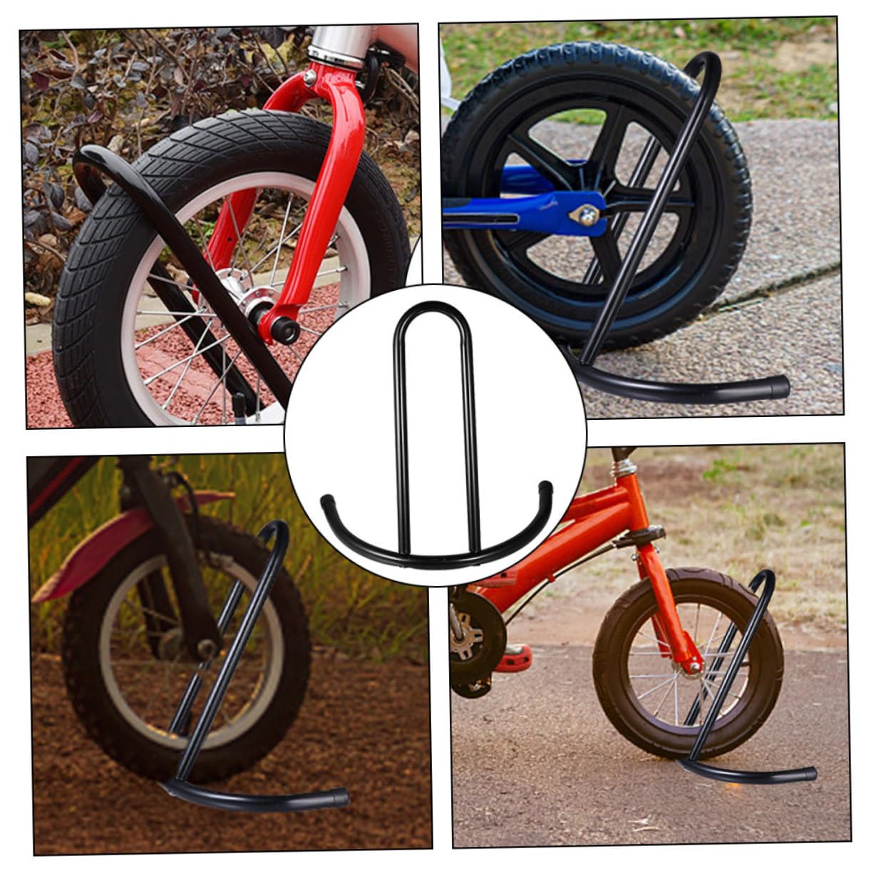 Soporte Portátil para Bicicletas Negro de Hierro, 2 Piezas