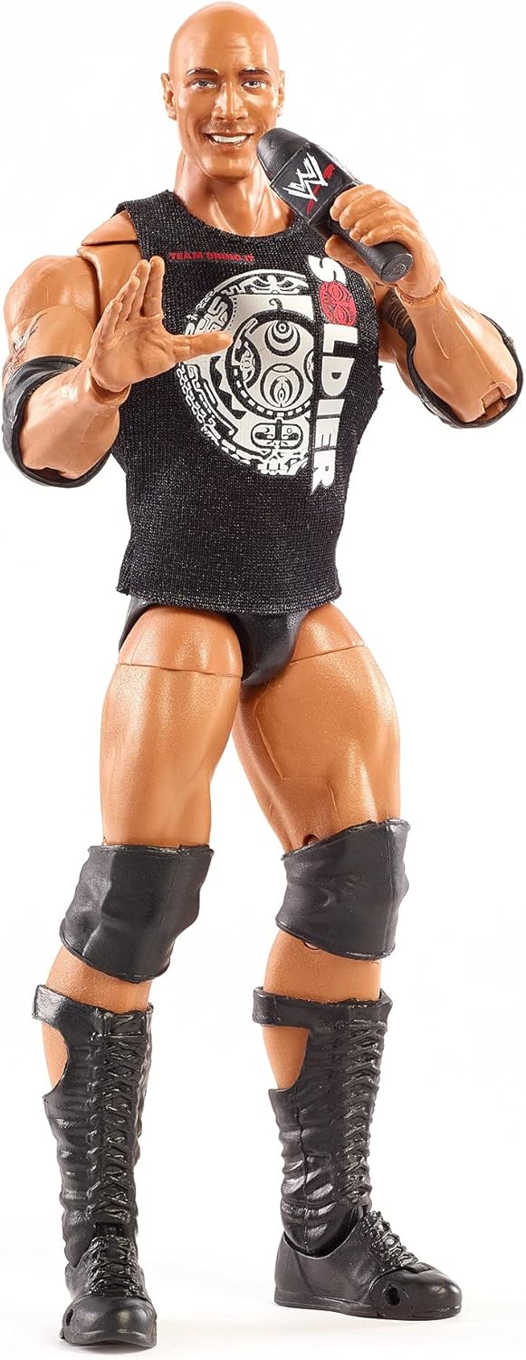 WWE Ultimate Edition The Rock Action Figure with Interchangeable Heads, Swappable Hands, & WWE Championship for Ages 8 Years Old & Up
