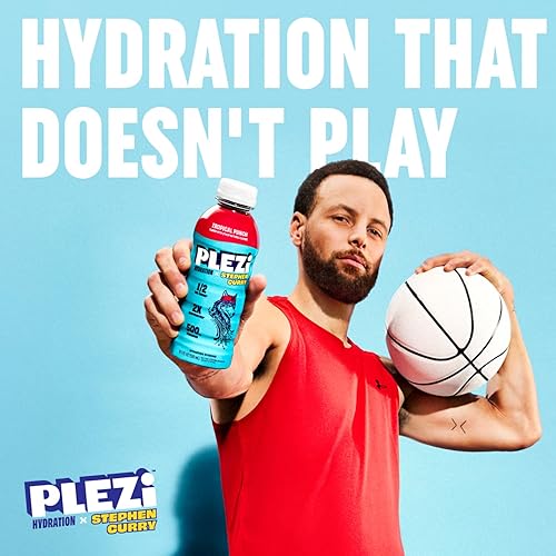 Miniatura 3 de PLEZi Tropical Punch - Bebida de hidratación x Stephen Curry - Bebidas deportivas con 2 electrolitos - 500 mg de potasio, baja en azúcar, sin azúcar