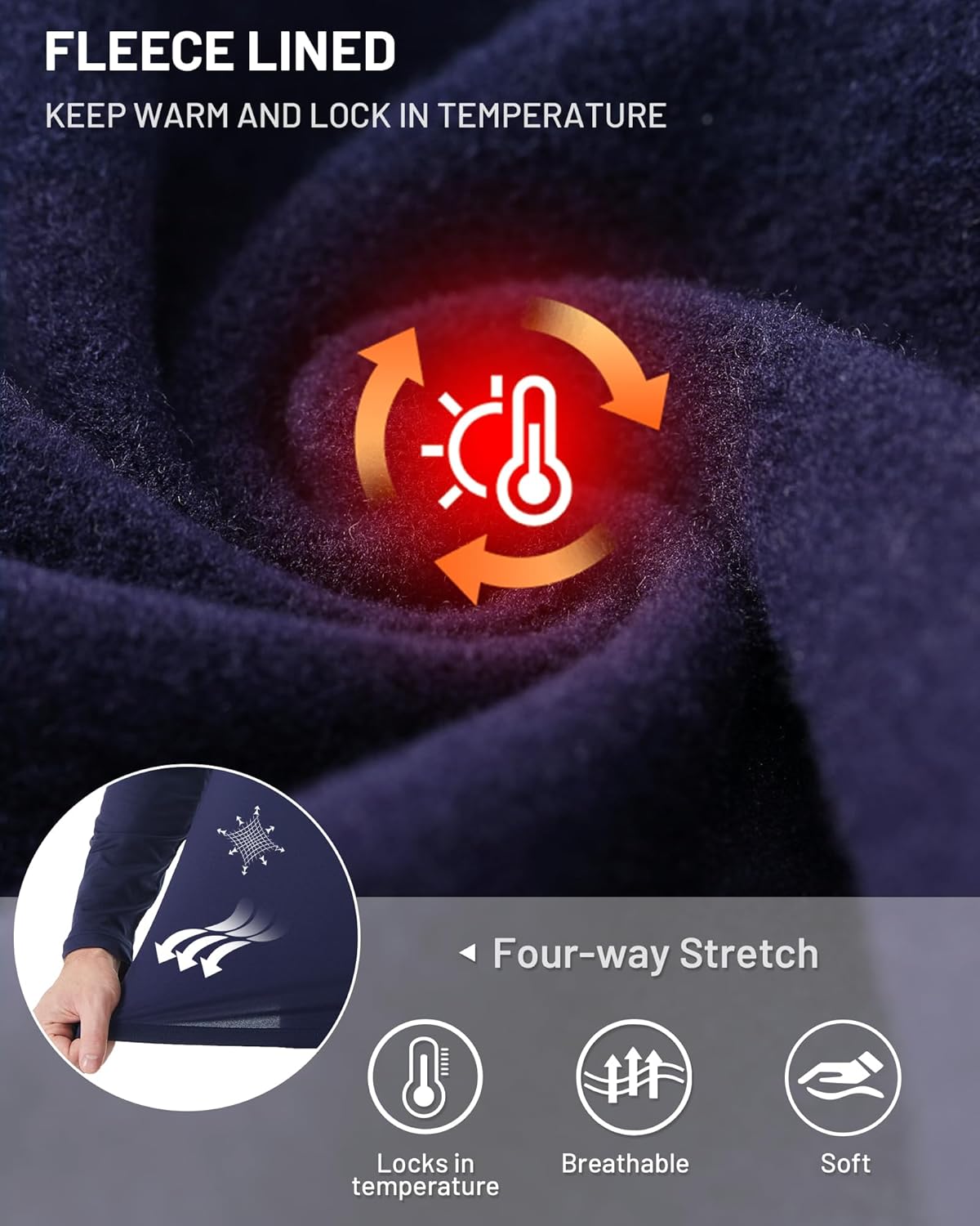 Runhit Men's Quarter Zip Fleece Pullover Thermal Running Shirts Lightweight Sweatshirt Long Sleeve Polo Shirt - Image 5