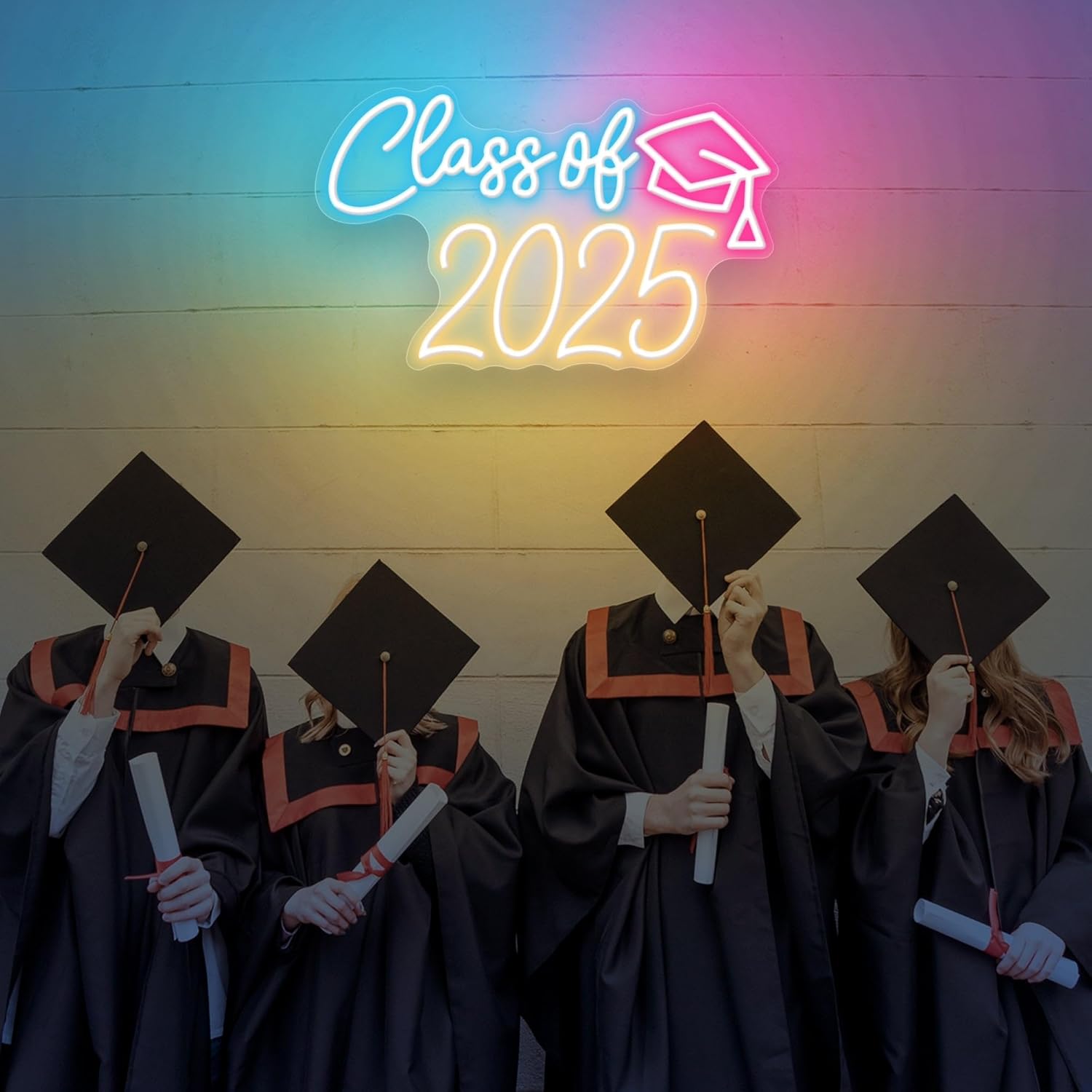 Class Of 2025 Sign LED Light Congrats Grad Led Sign Neon Sign Class of 2025 neon sign Neon Light Sign Graduation Sign Congratulations Light Up Sign For Backdrop for tables (Mix color 3-16.5x10.6")