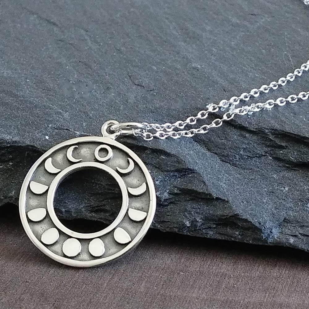 KEVIN N ANNASterling Silver Round Moon Phase Charm Necklace, 18"
