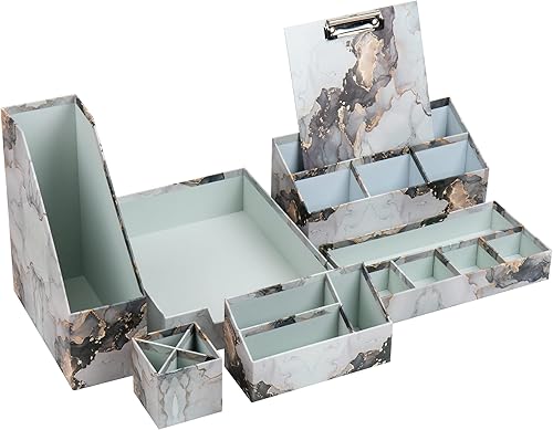 Miniatura 4 de Maison Sucasa Juego organizador de escritorio, incluye vaso para bolígrafos, contenedor de 3 compartimentos, contenedor de 4 compartimentos,