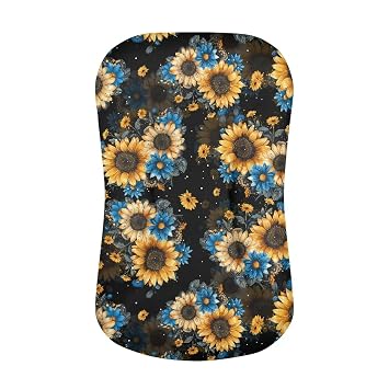 Sunflower Baby Lounger Cover for Girls Newborn Lounger Cover Soft Breathable Snuggle Me Organic Loungers Cover Stretchy Baby Nest Case for 0-12 Months Black