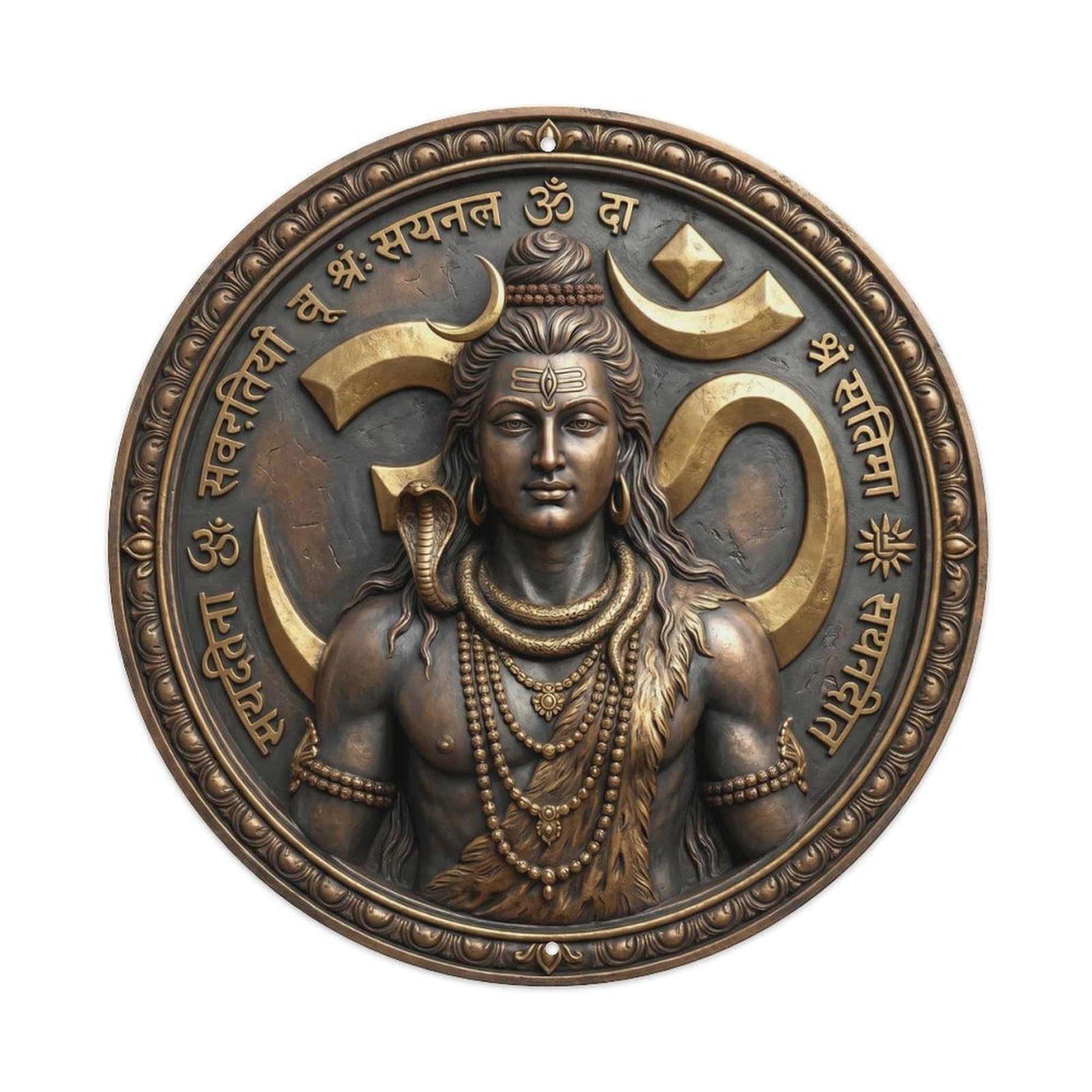 Shiva Om Symbol Sacred Sound Mantra Relief Sculpture Metal Tin Sign