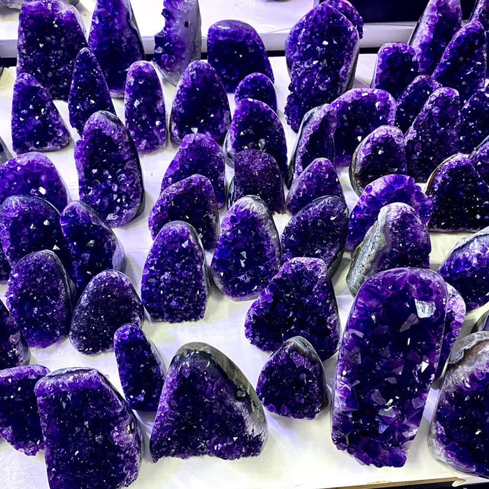 Raw Rock Amethyst Crystal Cluster Quartz Crystals Geode Gemstone for Home Decor, Feng Shui, and,7~8cm