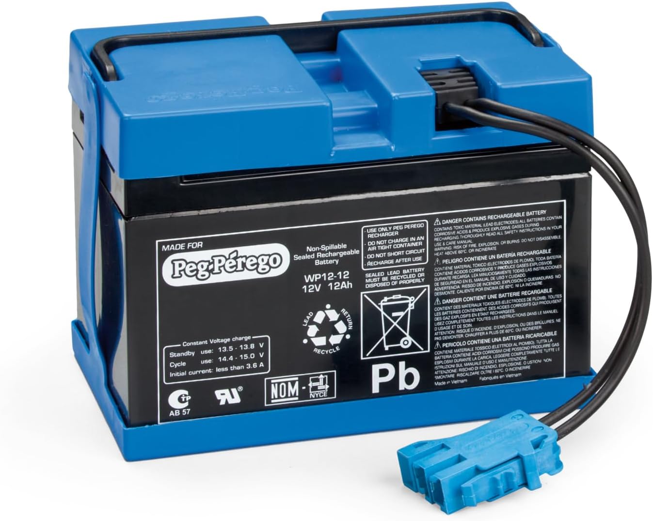 Peg Perego 12V - 12Ah Original Rechargeable Battery, Color May Vary, Schwarz