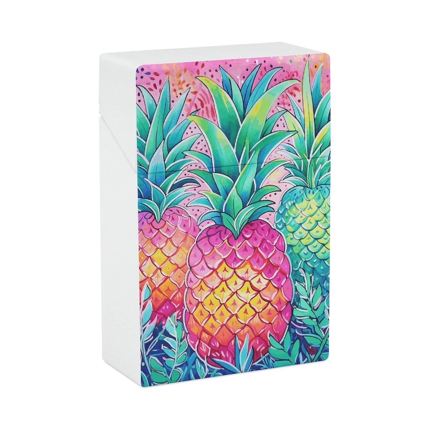 Three Big Pineapples Cigarette Case for King Size Retro Holder Case with Exquisite Carved Patterns Box 20 Regular Size Cigarettes