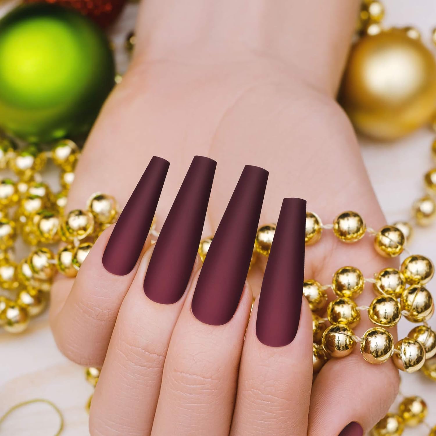 400 Pieces 4 Boxes Matte Extra Long Ballerina Press on Nails Coffin False Nails Solid Color Full Cover Fake Nails Artificial False Nails for Women Girls Nail Decorations (Elegant Color)