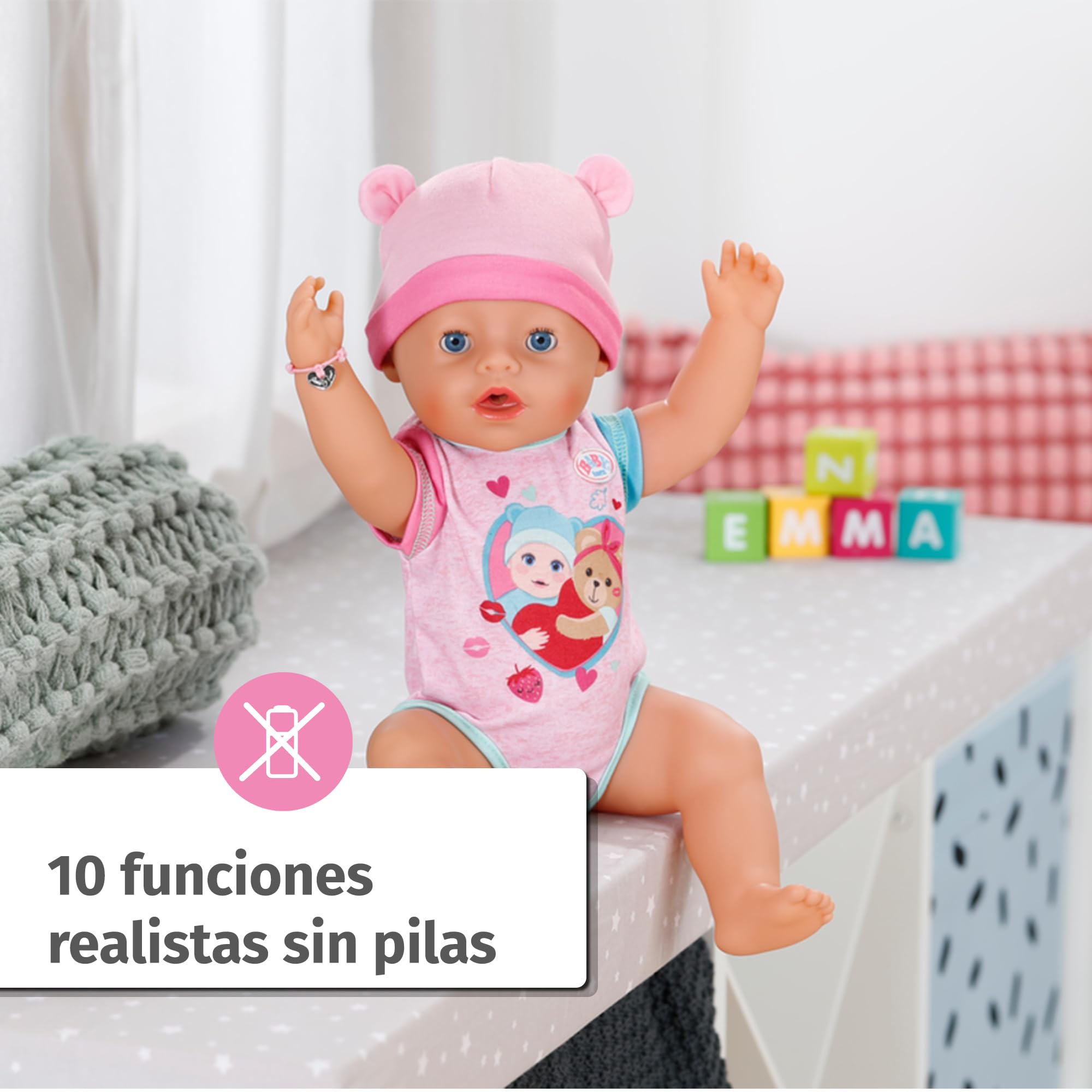 Baby Born Emma - Muñeca de 43 cm - 10 Funciones, Incluye Accesorios y Pelele - Funciona sin Pilas - Apto para niños a Partir de 3 años