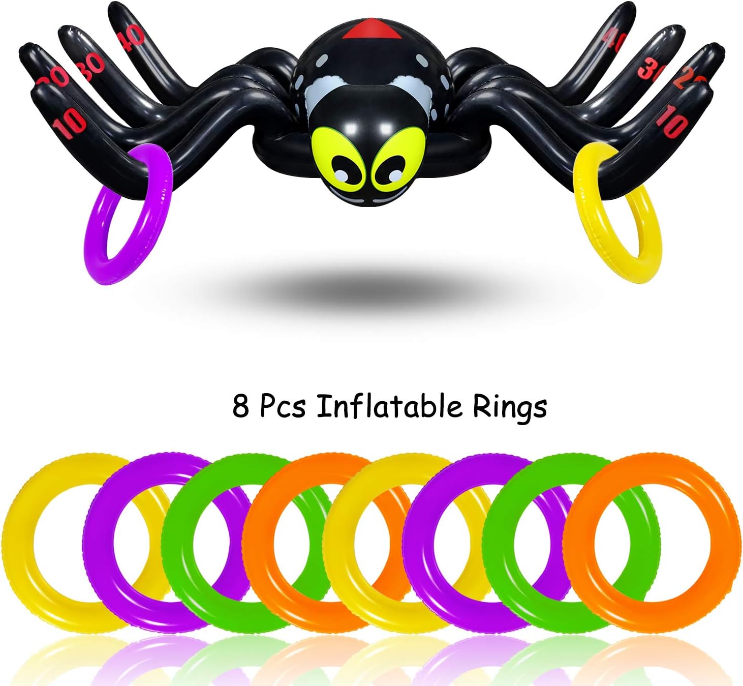 Yojoloin Toss Game Inflatable Party Ring and Spider Balloon, Christmas Games Halloween Party Games for kids, Perfect for Party Decorations Party Games Family Games Xmas (9 PCS)