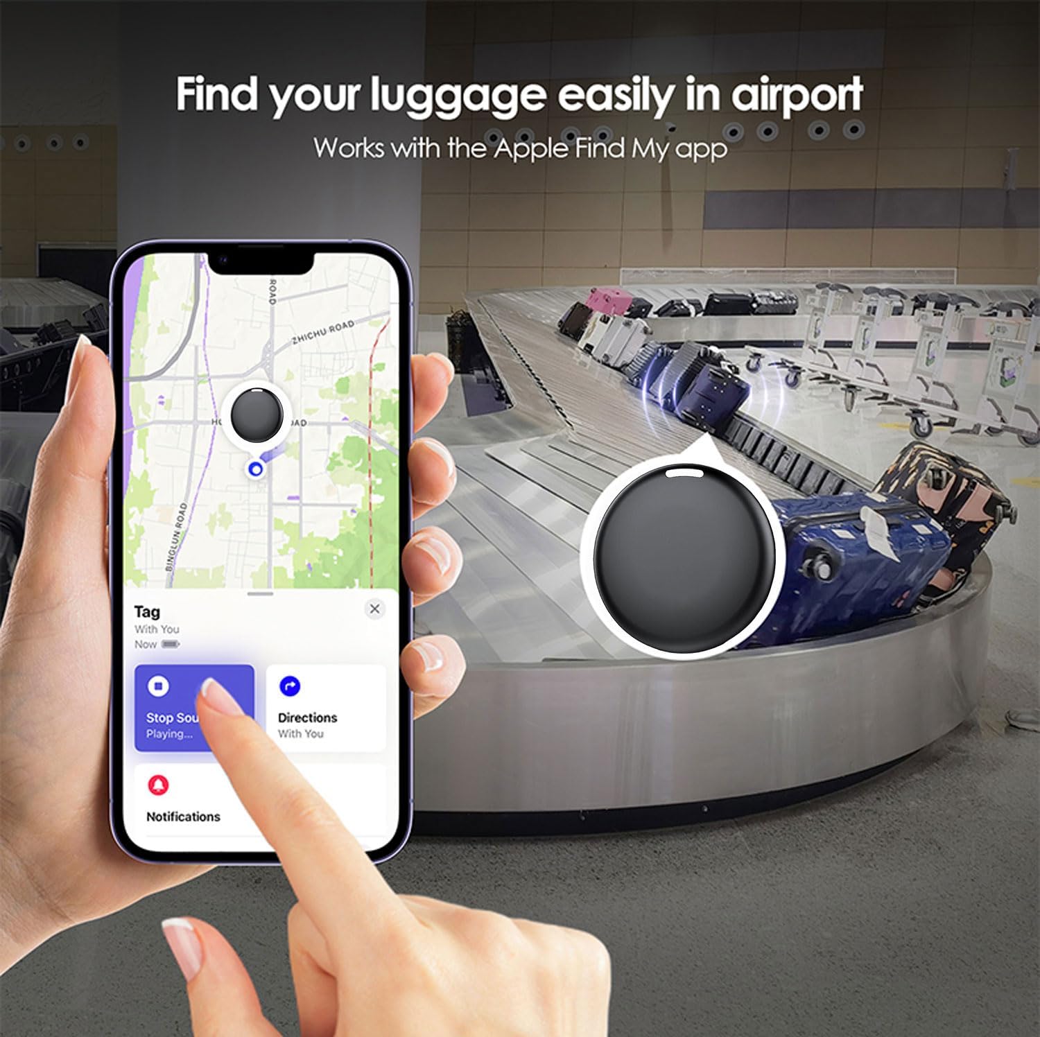 GPS Tracker for Vehicles No Subscription - Hidden Tracker Device for Vehicles, Mini Car Tracker Tag Work with Find My (iOS Only), Tracking Device for Kids, Key, Pet, Luggage