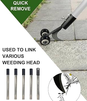 Weeding Tools for Garden,150cm upgraded Long Handled Weeder Without Kneeling,Hook Weeding Tool for Block Paving,Patio Weeder Tool Set with Wheels for Driveways, Decks,Sidewalks,Patios,Vegeta