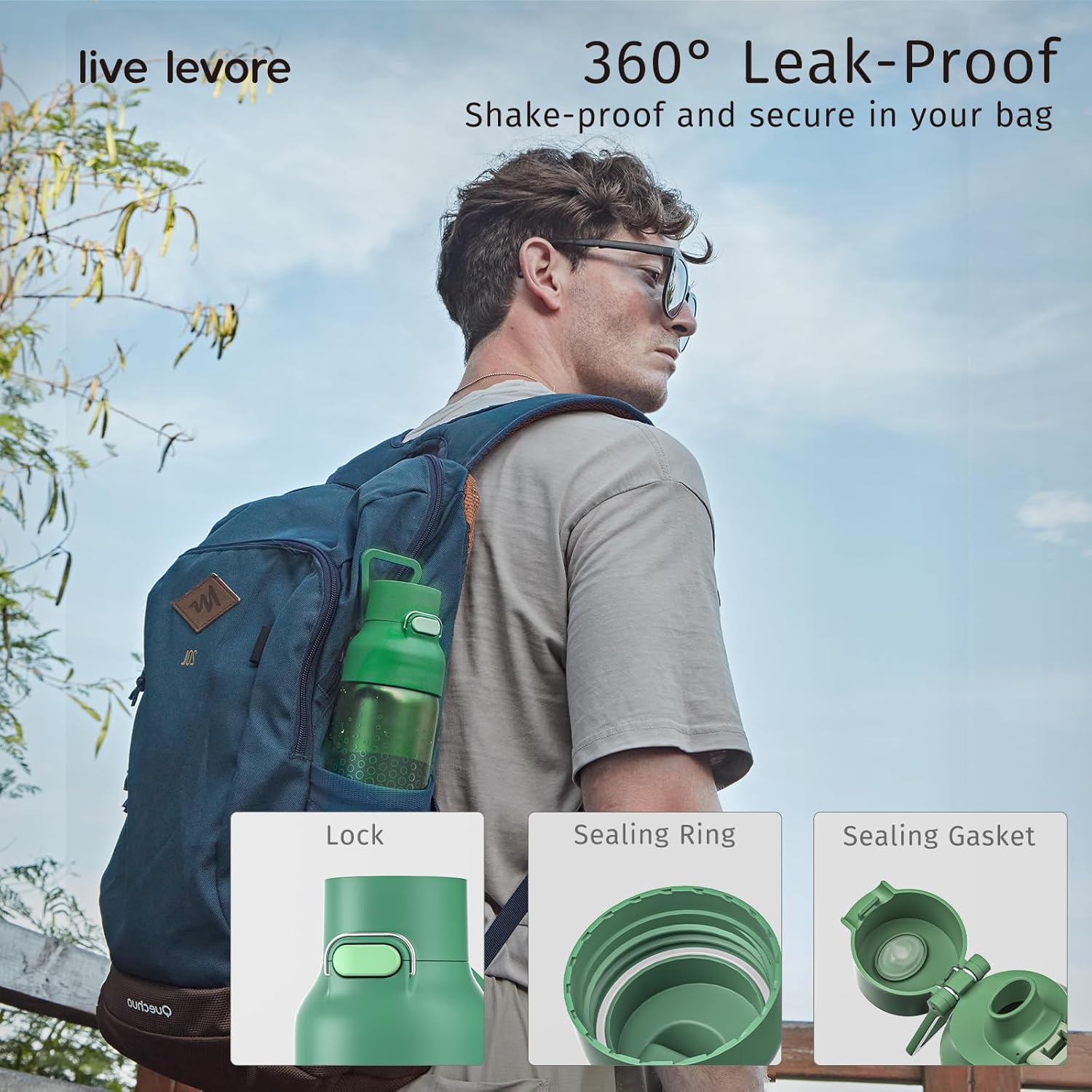 26oz Clear Water Bottle, Leak Proof One-Hand Open Flip Lid, Cup Holder Compatible, BPA-Free USA Tritan Plastic, Dishwasher Safe for Office, School, Gym & Outdoor Use (1 Pack) - Image 3