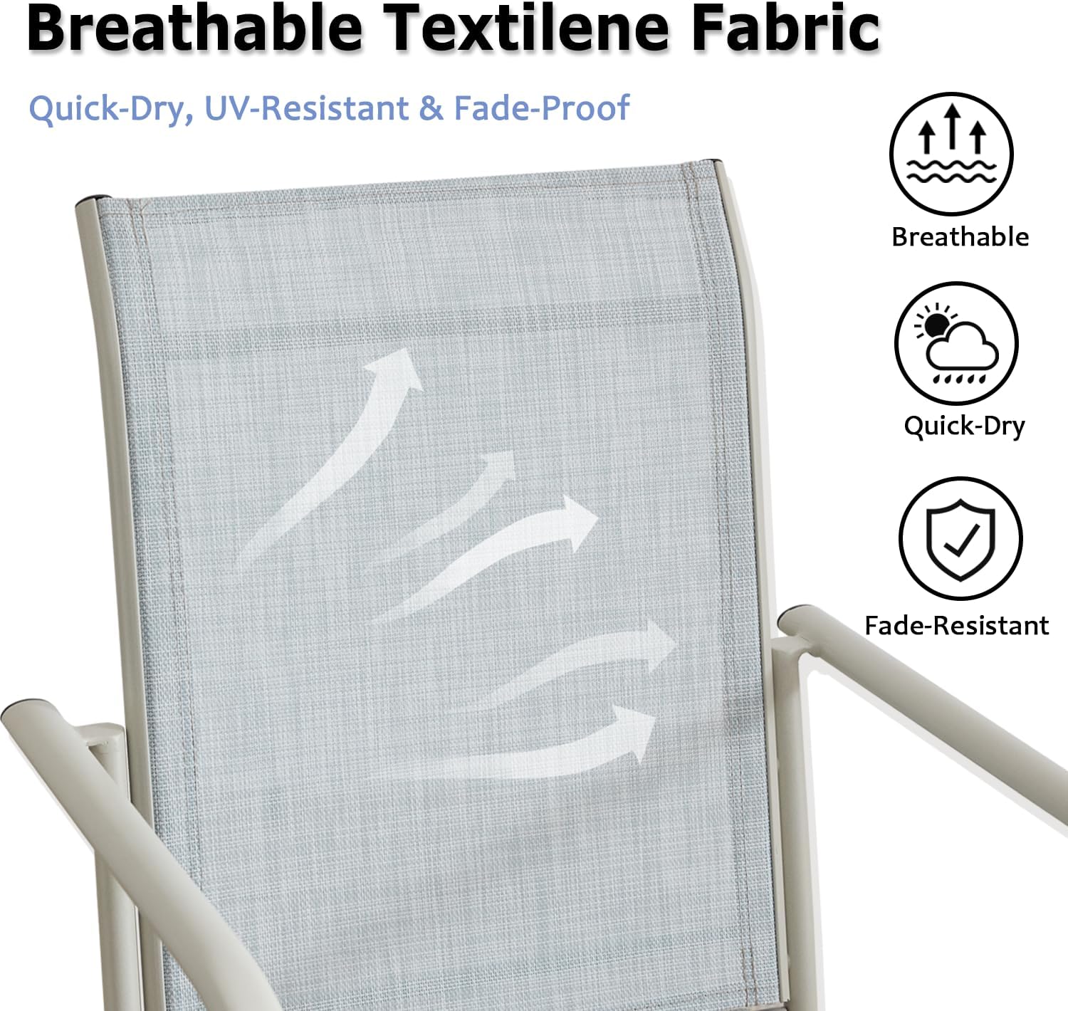 Patio Chairs Set of 2, Outdoor Dining Chairs with Breathable Textilene Fabric, Stackable Patio Chairs for Lawn, Garden, Backyard, Poolside, Beige