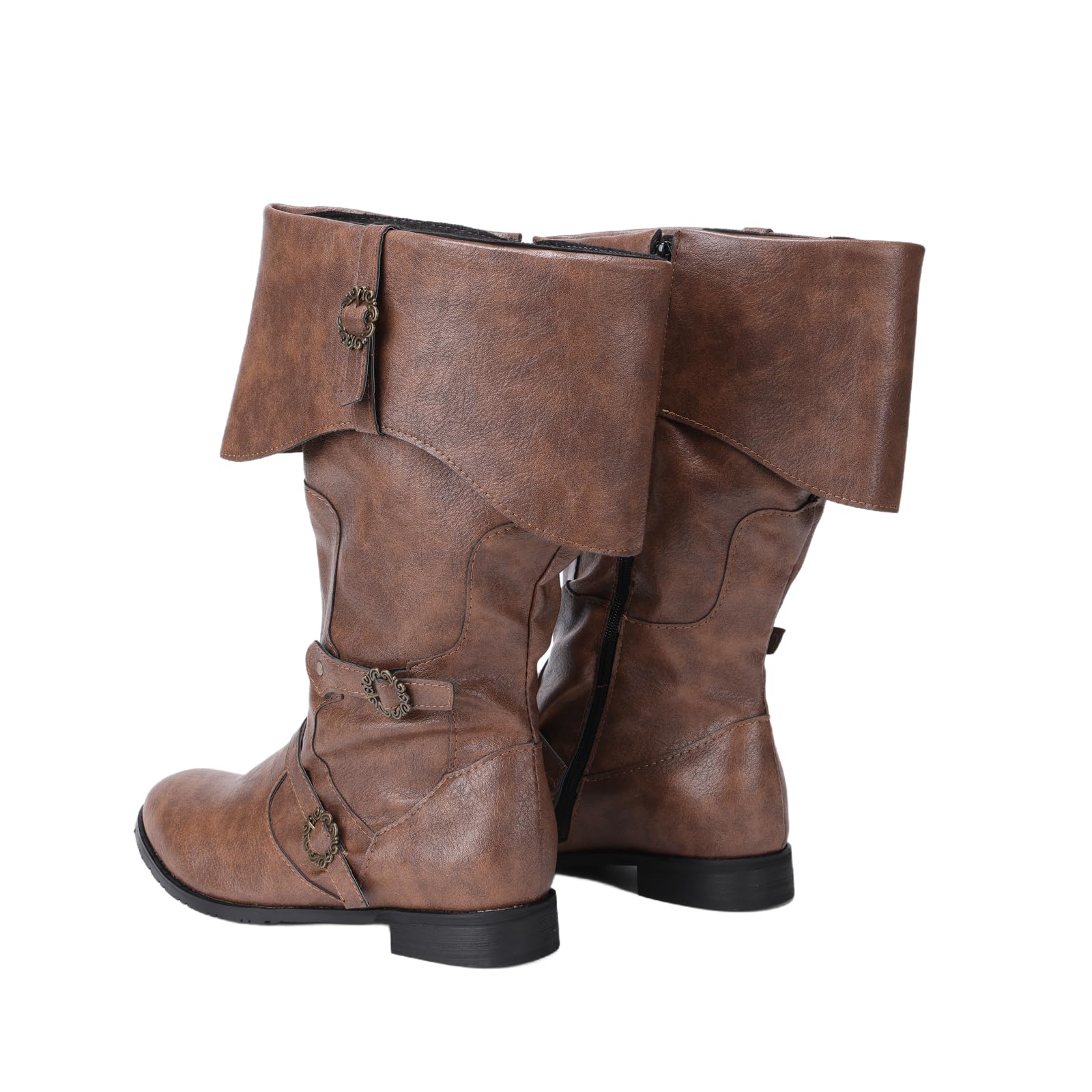 Bottes médiévales à enfiler pour homme et femme style Renaissance gothique mi-mollet pour Halloween Cosplay