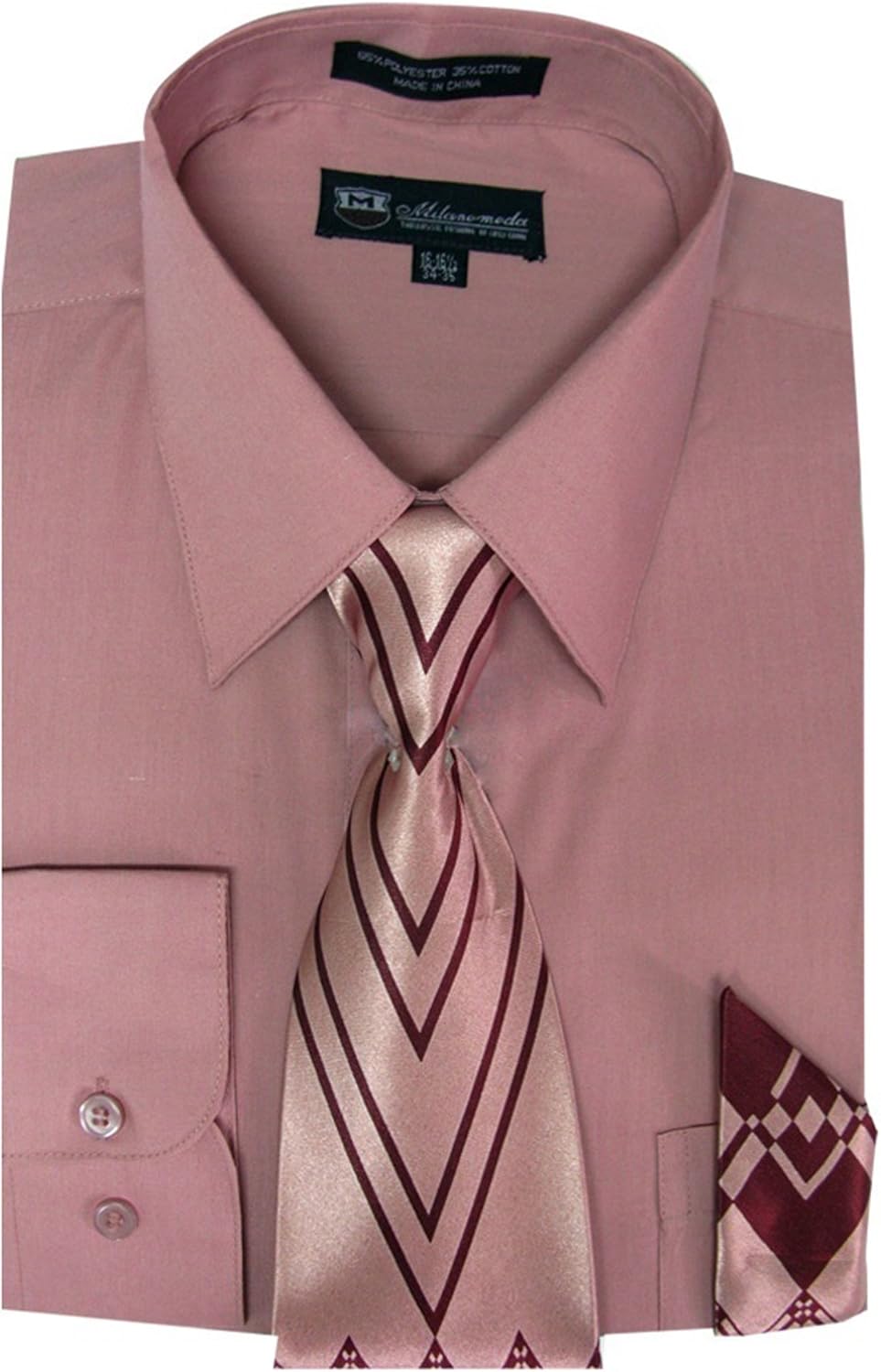 Men's Long Sleeve Dress Shirt with Matching Tie and Handkerchief SG21A