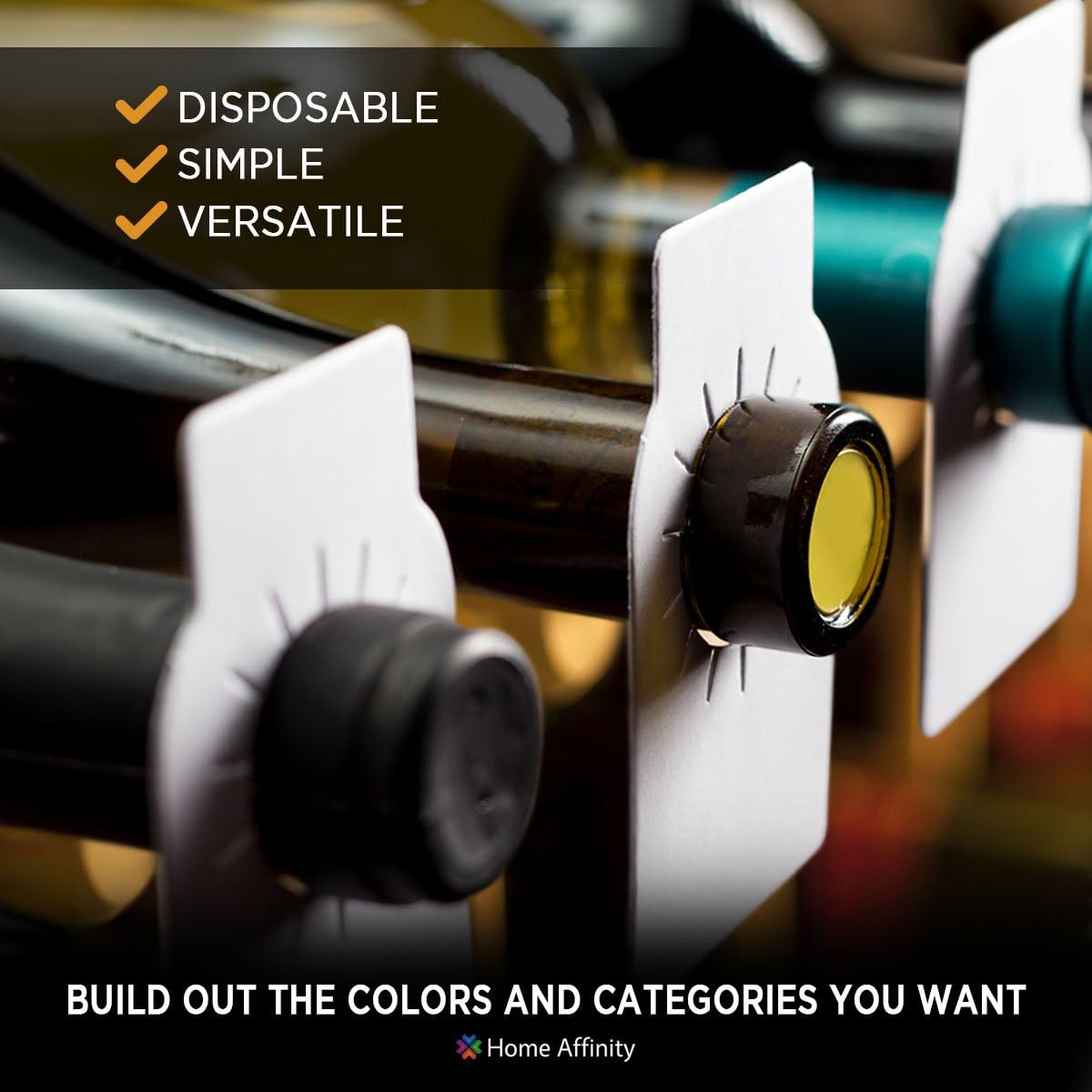 White Paper Wine Bottle Tags - 200 Count Plain Paper Wine Cellar Labels by Home Affinity